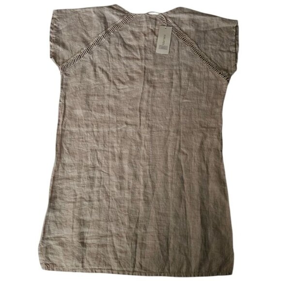 Bellambra Women's Sand Color 100% Pure Linen Short Sleeve Blouse Size Large NWT - Picture 3 of 14